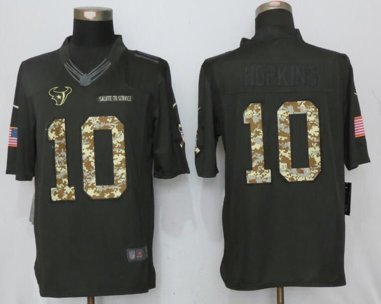 2017 Men Houston Texans #10 Hopkins Anthracite Salute To Service Green New Nike Limited NFL Jersey